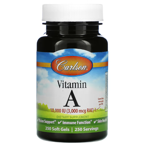 Carlson Vitamin A 10000 IU (3,000 mcg RAE) Витамин А 10000 МЕ, 250 мягких капсул. фото