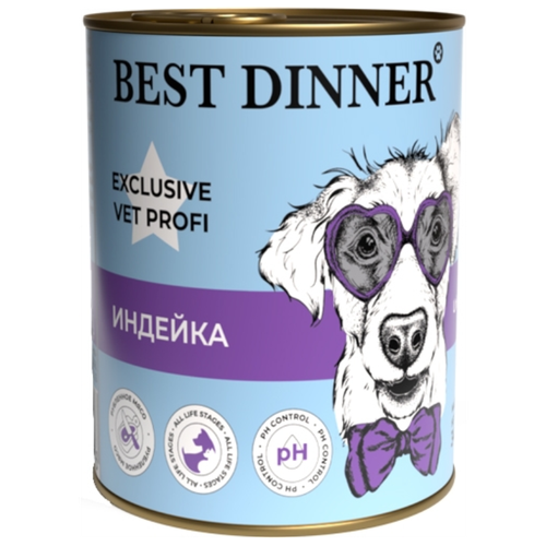 Корм Best Dinner 340гр Urinary Vet Profi для собак всех пород с профилактикой мочекаменной болезни с индейкой и картофелем фото