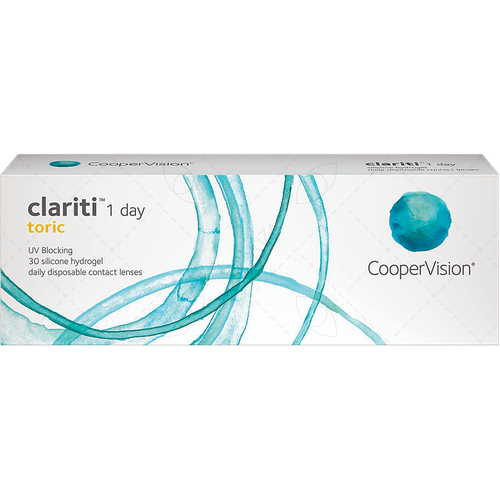 Контактные линзы CooperVision Clariti 1 day toric., 30 шт., R 8,6, D -6,5, CYL: -0,75, AХ: 100, ADD: +1.00 D, прозрачный, 1 уп. фото