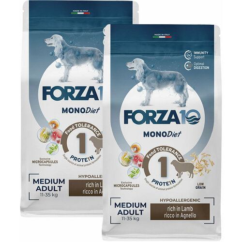 FORZA10 DOG MEDIUM MONODIET монобелковый для взрослых собак средних пород при аллергии с ягненком (1,5 + 1,5 кг) фото