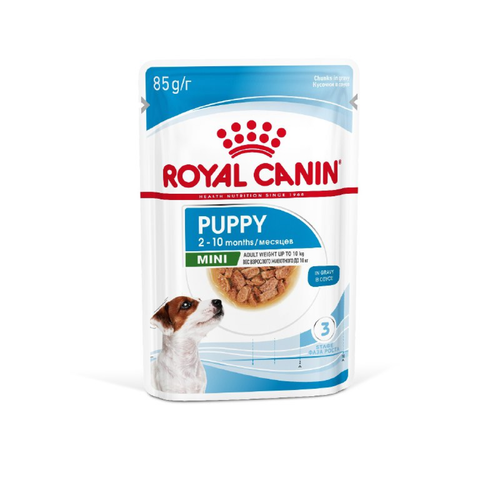 Royal Canin Mini Puppy Корм консервированный для щенков мелких пород в возрасте до 10 месяцев, кусочки в соусе, 28х85г. фото