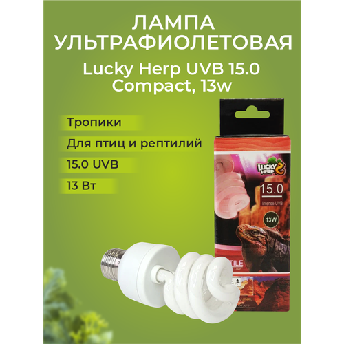 Лампа УФ Lucky Herp UVB 15.0 Compact, 13w фото