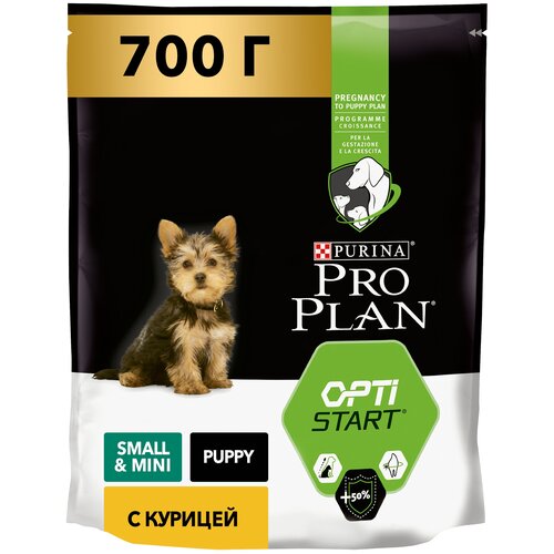 Сухой корм для щенков Pro Plan Optistart, курица 1 уп. х 3 шт. х 700 г (для мелких и карликовых пород) фото