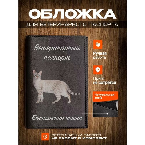 Обложка на ветеринарный паспорт для кошек с принтом Бенгальская кошка фото