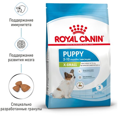 Сухой корм Royal Canin X-Small Puppy для щенков миниатюрных пород (вес взрослой собаки до 4 кг) до 10 месяцев, 0.5 кг фото