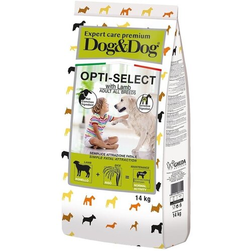 Сухой корм Dog&Dog Expert Premium Opti-Select для взрослых собак с ягненком 14 кг фото