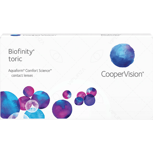 Контактные линзы CooperVision Biofinity Toric., 3 шт., R 8,7, D +8, CYL: -1,75, AХ: 90, бесцветный, 1 уп. фото