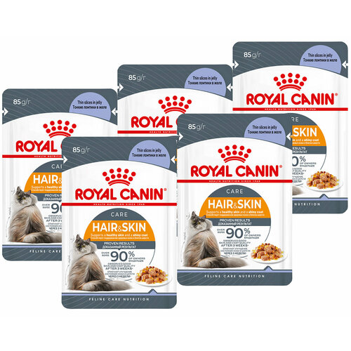 ROYAL CANIN HAIR & SKIN CARE для взрослых кошек при аллергии в желе пауч 85 гр 85 гр х 5 шт фото