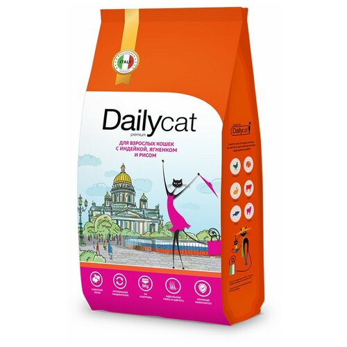 Dailycat Casual Line- Сухой корм для взрослых кошек с индейкой, ягненком и рисом - 400г фото