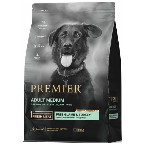 Корм сухой для собак средних пород Premier Dog Lamb&Turkey ADULT Medium Свежее мясо ягненка с индейкой 10 кг фото