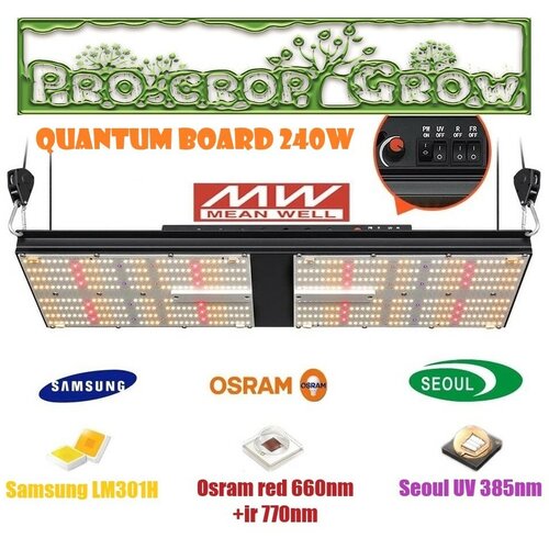 Premium Quantum board 240w Samsung LM301H NEW OSRAM V4 660nm+IR LG SEOUL UV 385nm ( Фитолампа для растений полного спектра, Квантум борд 240 ватт ) фото