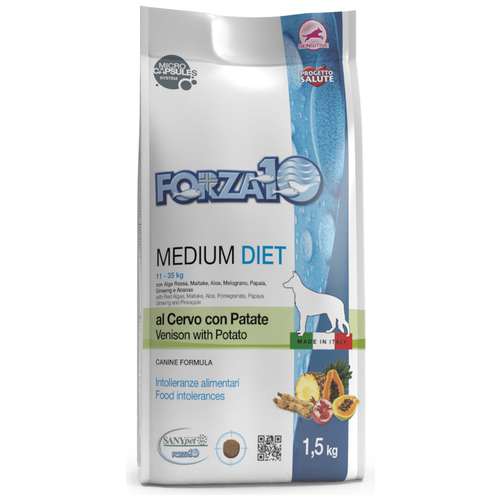 Сухой корм для собак Forza10 Diet Medium при чувствительном пищеварении, гипоаллергенный, оленина с картофелем 1 уп. х 1 шт. х 1500 г (для средних пород) фото