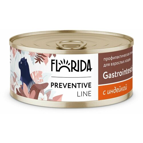 FLORIDA Gastrointestinal Консервы для кошек при расстройствах пищеварения, с индейкой 0,1 кг. х 1 шт. фото