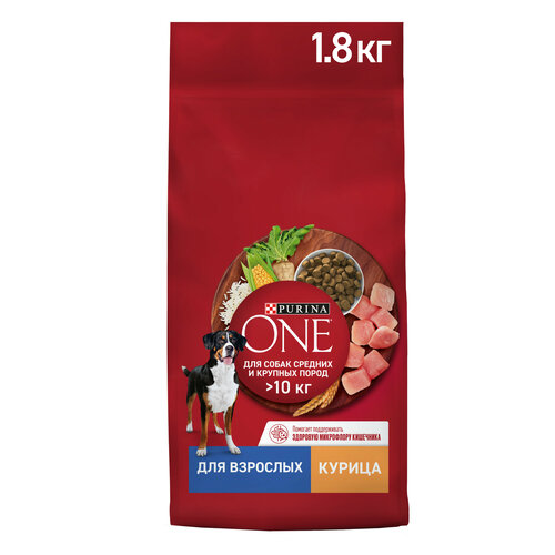 Сухой корм для собак Purina ONE для средних и крупных пород с курицей и рисом 1,8 кг фото