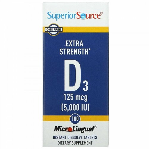 Superior Source, Extra Strength D3, 125 mcg (5,000 IU), 100 MicroLingual Instant Dissolve Tablets фото