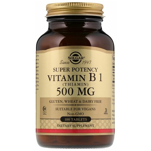 фото Витамин B Solgar Vitamin B1 (Thiamin) 500 mg 100 таб, купить за 8900 руб онлайн