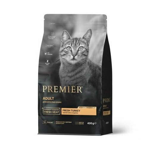 Сухой корм для взрослых кошек PREMIER Cat Fresh Turkey ADULT с индейкой, 400 гр фото