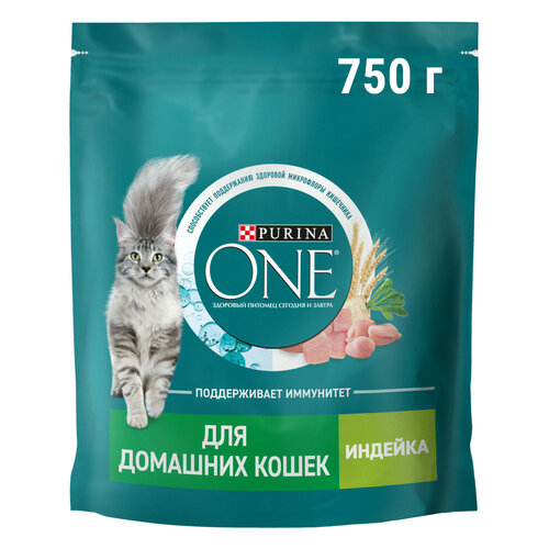 Сухой корм Purina ONE® для взрослых кошек, живущих в домашних условиях, с индейкой 750 г фото