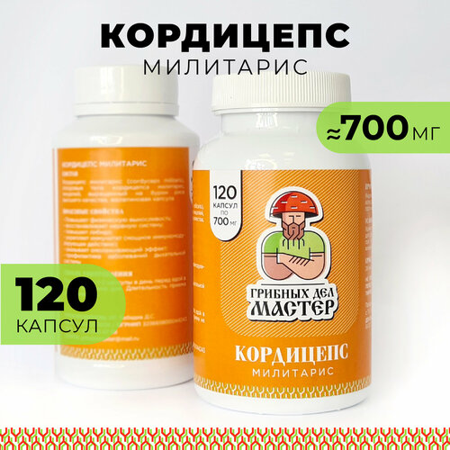 Кордицепс милитарис (Cordyceps militaris), 120 капсул 700 мг, Грибных Дел Мастер фото