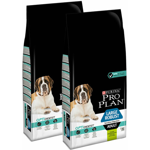 PRO PLAN ADULT DOG LARGE ROBUST SENSITIVE DIGESTION для взрослых собак крупных пород мощного телосложения с чувствительным пищеварением с ягненком (14 + 14 кг) фото