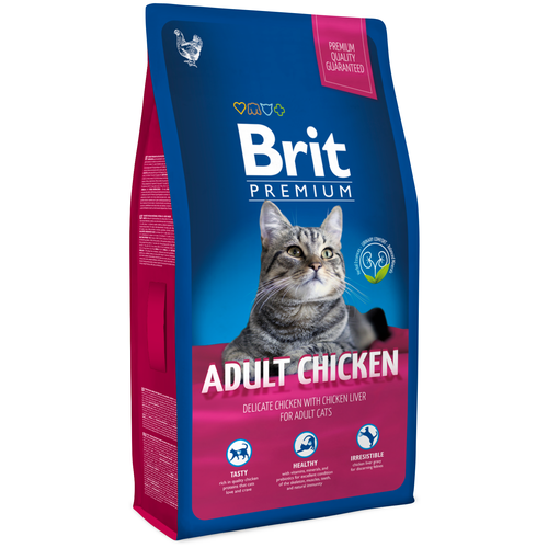 Сухой корм для кошек Brit Premium, для здоровья кожи и блеска шерсти, с курицей, с куриной печенью 8000 г (кусочки в соусе) фото