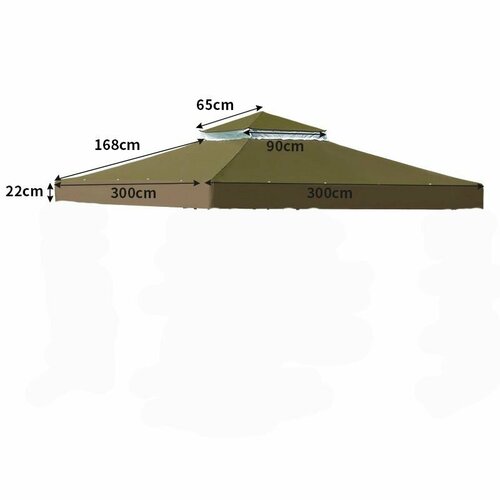 Наружный тент с двойным верхом 3х3м для беседки, темно-бежевый кофе фото