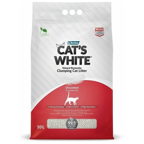 Комкующийся наполнитель для туалета кошек Cat's White Natural 10 л./8,55 кг. (натуральный) фото