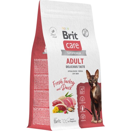 Сухой корм для привередливых кошек Brit Care Cat Adult Delicious Taste​, с индейкой и уткой 1,5 кг фото