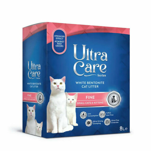 Ultra Care Fine Small Cats & Kittens комкующийся наполнитель для кошачьего туалета для котят и мелких кошек, в двойном картоне - 7 кг фото