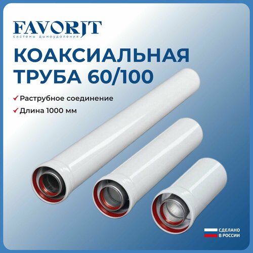 Коаксиальная труба Favorit 60/100-1000 мм фото