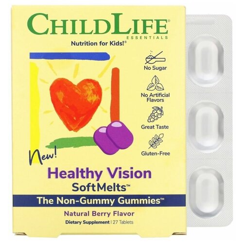 ChildLife, Healthy Vision SoftMelts, натуральный ягодный вкус, 27 таблеток фото