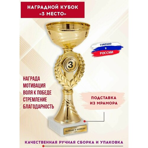 Кубок для награждения спортивный, 3 место, с гравировкой, SPORT PODAROK фото