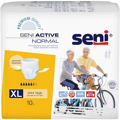 Трусы - подгузники впитывающие для взрослых Seni ACTIVE NORMAL extra large (обхват 120-160 см), 10 шт. фото