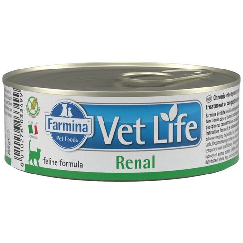 Влажный корм для кошек Farmina Vet Life Renal при проблемах с почками 2 шт. х 85 г (паштет) фото