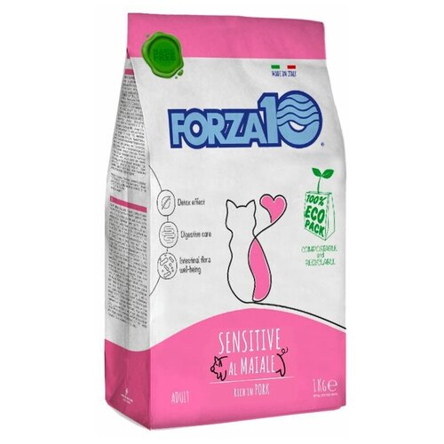 Корм сухой Forza10 Maintenance ADULT SENSITIVE c свининой, для взрослых кошек и как продолжение после периода диеты кормами из линейки Diet или Active,1 кг фото