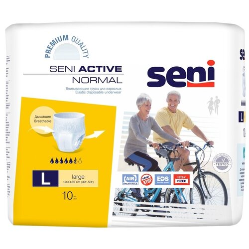 Трусы - подгузники впитывающие для взрослых Seni ACTIVE NORMAL large (обхват 100-135 см), 10 шт. фото