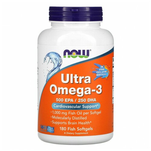 NOW Foods Ultra Omega-3 500 EPA/250 DHA 180 капсул фото