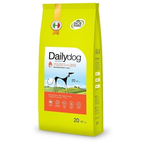 Сухой корм для собак DailyDog индейка, с рисом 1 уп. х 1 шт. х 20000 г (для средних и крупных пород) фото