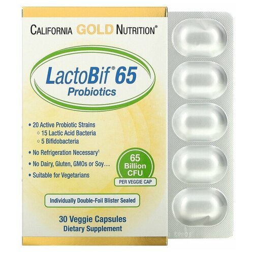 LactoBif Probiotic (Пробиотики 65 млрд КОЕ) 30 капсул (California Gold Nutrition) фото