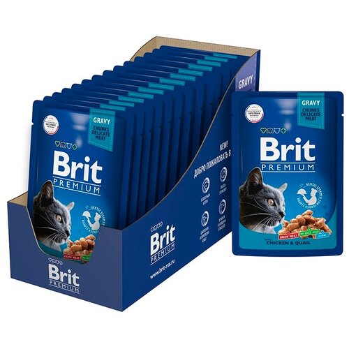 корм для кошек Brit Premium с цыпленком и перепелкой 14 шт. х 85 г (кусочки в соусе) фото