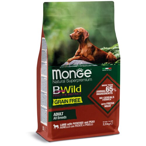 Сухой корм для собак Monge BWILD Feed the Instinct, ягненок, с картофелем, с горошком 1 уп. х 1 шт. х 2500 г фото