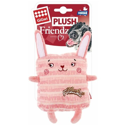 фото Игрушка для собак GIGWI Plush Friendz Кролик с пищалкой (12 см), купить за 535 руб онлайн