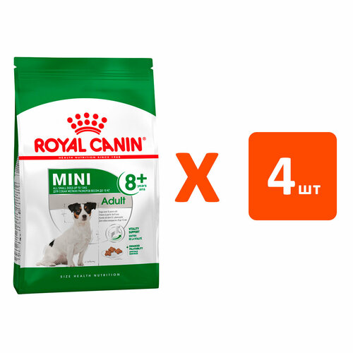 ROYAL CANIN MINI ADULT 8+ для пожилых собак маленьких пород старше 8 лет 2 кг х 4 шт фото