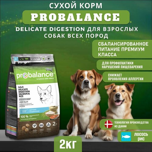 Сухой корм ProBalance Delicate Digestion для взрослых собак всех пород с лососем и рисом, при нарушении пищеварения, 2 кг фото