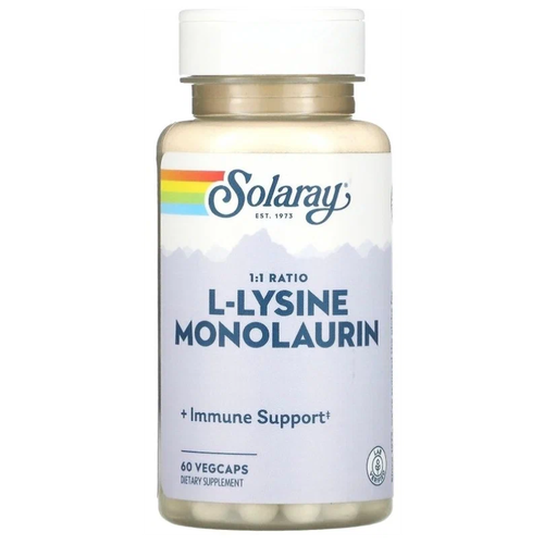 Капсулы Solaray L-Lysine Monolaurin 1:1 Ratio, 90 г, 60 шт. фото