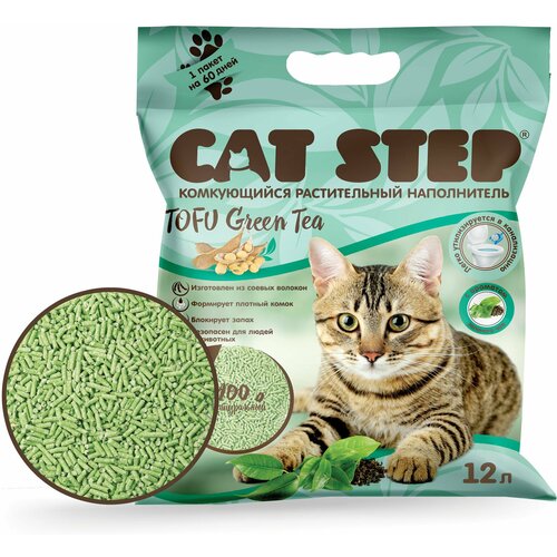 фото Комкующийся наполнитель Cat Step Tofu Green Tea, 12л, 1 шт., купить за 1521 руб онлайн