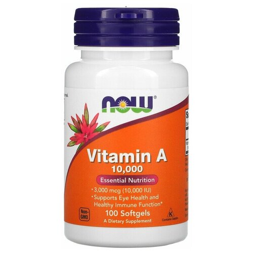 NOW Foods Vitamin A 10 000 IU 100 капсул фото