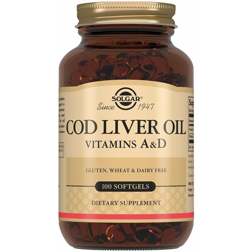 Cod Liver Oil (Vitamin A & D) капс., 150 мл, 189 г, 100 шт., рыба фото