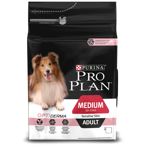 PURINA PRO PLAN Сухой корм для взрослых собак средних пород с чувствительной кожей с лососем и рисом Medium Adult Sensitive Skin Opti Derma, 14кг фото