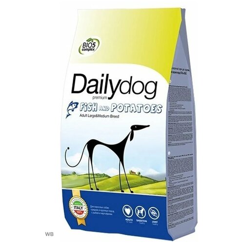 Сухой корм для собак DailyDog рыба, с картофелем 1 уп. х 1 шт. х 3000 г (для средних и крупных пород) фото